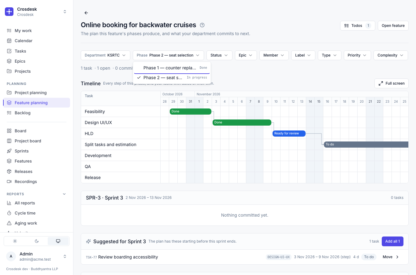 Feature planning, one phase at a time