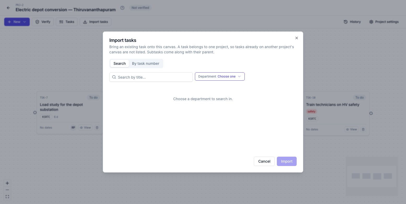 Import tasks