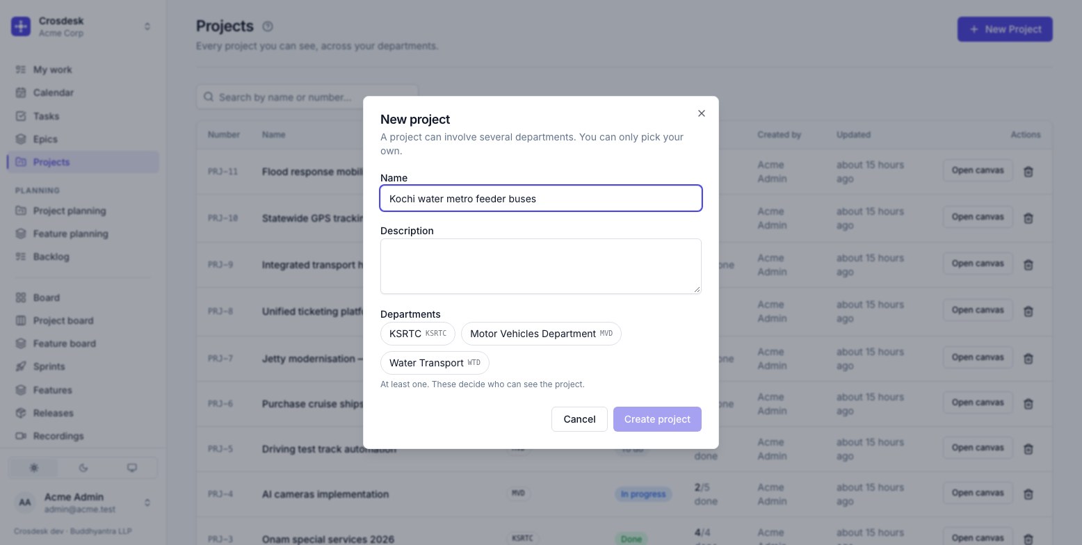 The New project dialog